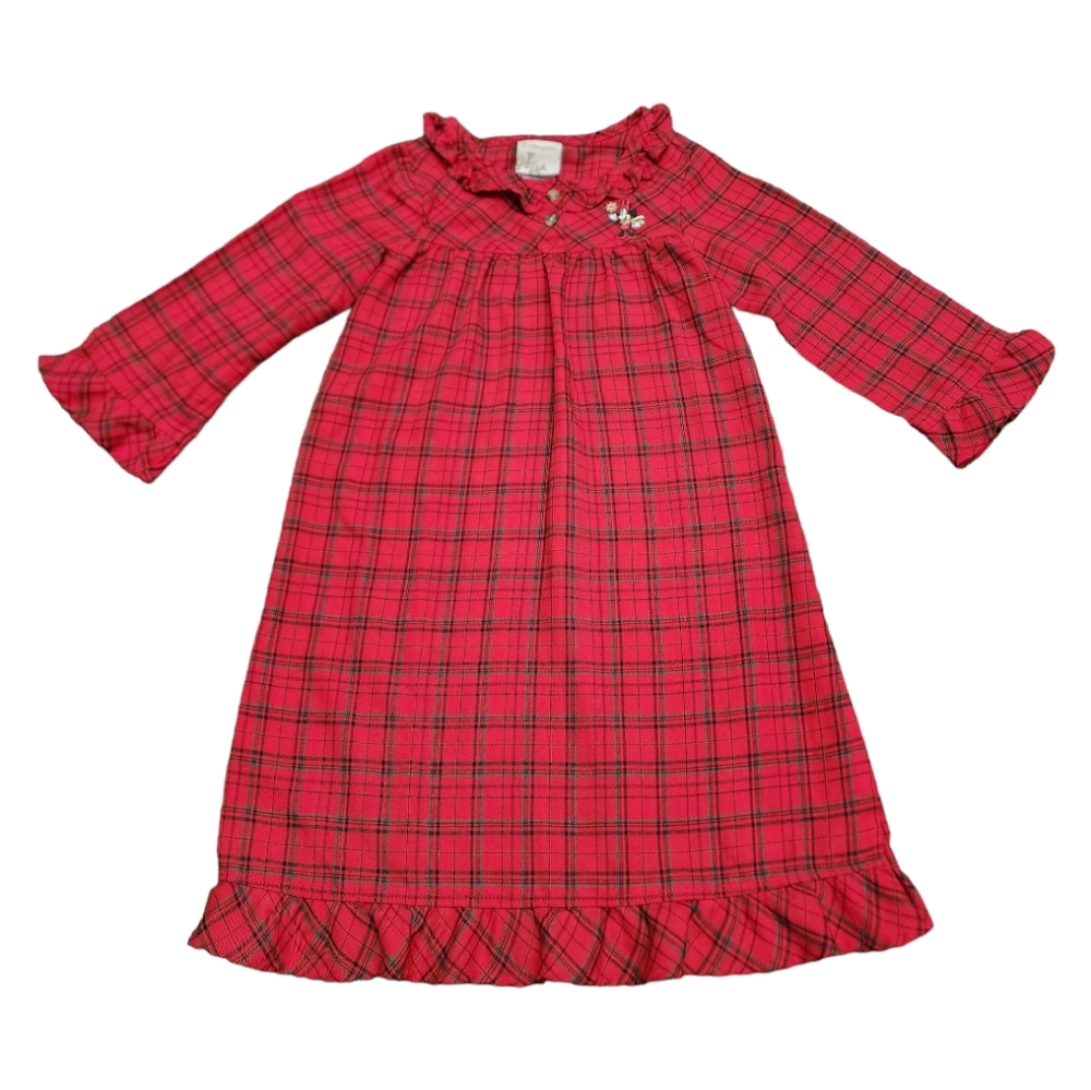 Disney Store Minnie Mouse Girls Red Plaid Nightgown Size XS